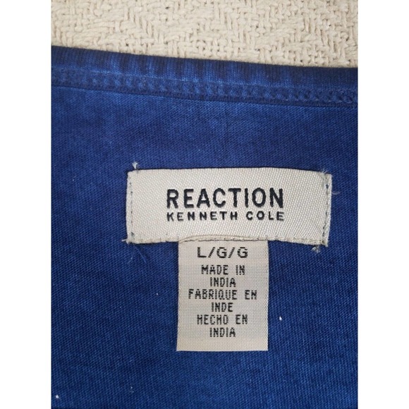 Kenneth Cole Shirt Men Large L Deep Atlantic Reaction Graphic-Print Short Sleeve - Picture 6 of 8